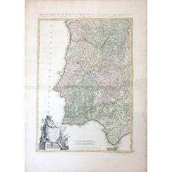 1763, Rizzi-Zannoni, Portugal et Algarve, carte ancienne, antiquarian map.