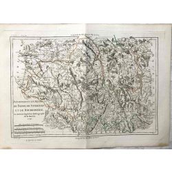 1790 Bonne, Berri, Nivernois, Bourbonnois. carte ancienne, antiquarian map, landkarte.