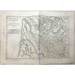 1790 Bonne, Guienne et Gascogne. carte ancienne, antiquarian map, landkarte.
