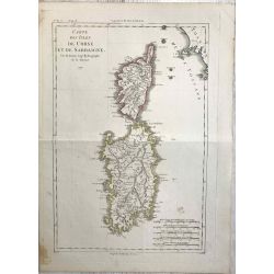 1790 Bonne, Corse et Sardaigne. carte ancienne, antiquarian map, landkarte.