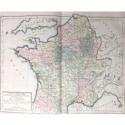 1806, Mentelle, La France comparative, carte ancienne, antiquarian map.