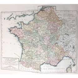 1806, Mentelle/Chanlaire, La France comparative, carte ancienne, antiquarian map.
