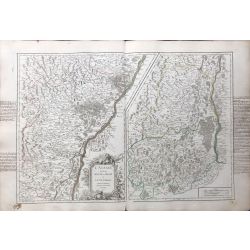 1754 Vaugondy carte ancienne, antiquarian map, landkarte, France, L'Alsace, divisée en Haute et Basse et le Sundgau.