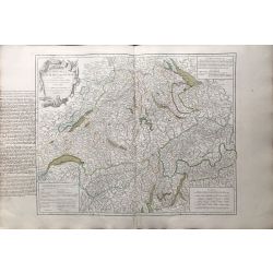 1756 Vaugondy, Suisse / Schweiz, carte ancienne, antiquarian map, landkarte, kupferstich