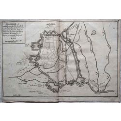 1695 carte geographique ancienne, antiquarian map, plan de ABBEVILLE, fortifications, N. de Fer.
