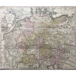 1740/50 Postal Route Map,landkarte, kupferstich,  Postarum seu cursorum publicorum diverticula et mansiones per Germaniam M. SEUTTER,