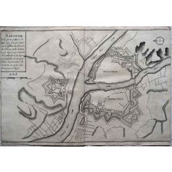 1693 carte geographique ancienne, antiquarian map, BAYONNE ville forte et port, N. de Fer.