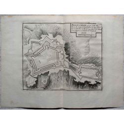 1694 BELLE-GARDE, place forte en Roussillon-carte-ancienne-antiquarian-map-landkarte-kupferstich-n-de-fer
