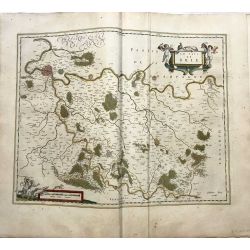 c1645 BLAEU, Carte ancienne, hand coloured Antique Map, Pais de Brie .