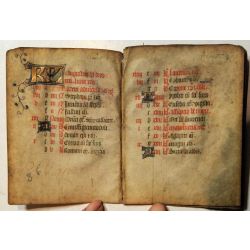 14 pages d'un calendrier 15ième Manuscrit manuscript parchemin,livre d'heures enluminures la15