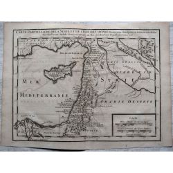 1726, Carte ancienne, antiquarian Map, CHYPRE,CYPRUS, SYRIE , histoire de MALTE