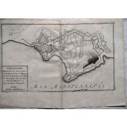 1694, carte geographique ancienne, antiquarian map, COLLIOURE, ville forte, port sur la mer,  N. de Fer.