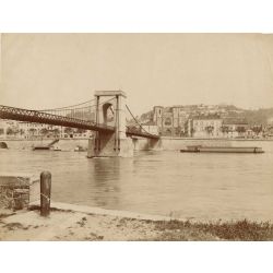 colombe les vienne le pont et le quais, vintage albumen print, old photo, tirage argentique albuminé,1880/90, N.D.Phot.,Neurdein.