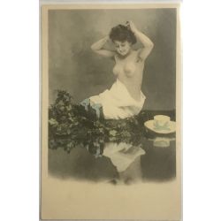 CPA  4 cartes, serie,fantaisie, femme nue, 4 antique postcards, Nude.