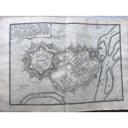 1691 Casal dit St Vas ville forte Italie, carte-ancienne-antiquarian-map-n-de-fer
