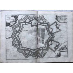 1691-Landau Ville fortifiée Basse Alsace-carte-ancienne-antiquarian-map-n-de-fer