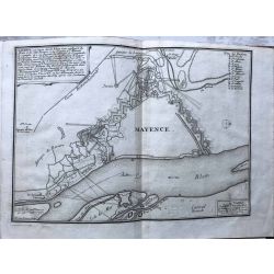 1694 MAYENCE / Mainz, ville forte, Allemagne, carte-ancienne-antiquarian-map-landkarte-kupferstich-n-de-fer