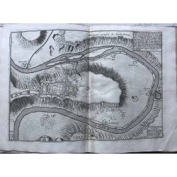 1691-Forteresse Mont Royale, Traben-Trarbach-carte-ancienne-antiquarian-map-n-de-fer