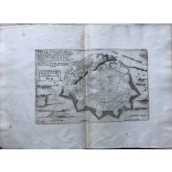 1691 Projet de la Ville et forteresse de Nice, carte-ancienne-antiquarian-map-n-de-fer