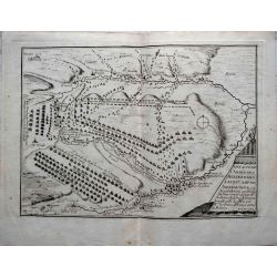1693, defaite de l'armee des alliez dans leur camp de Neerwinde, carte geographique ancienne, antiquarian map