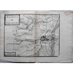 1693 carte geographique ancienne, antiquarian map, environs de Strasbourg, N. de Fer.
