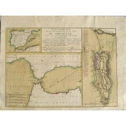 1779 DETROIT DE GIBRALTAR, carte-ancienne-antiquarian-map-landkarte-kupferstich