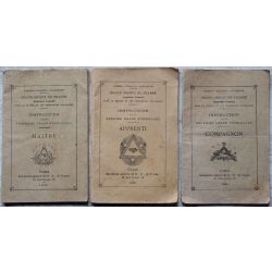 1925/30, Franc Maconnerie , grand orient france 1, 2 et 3 ieme grade symbolique, Compagnon, Maitre, Aprenti 
