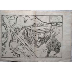 1693 carte geographique ancienne, antiquarian map, Hailbron, Heilbronn, campement de l'armee de l'empereur, N. de Fer.