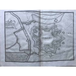1690 CHARLEROI / Charnoy, place forte, Hainaut, carte-ancienne-antiquarian-map-landkarte-kupferstich-n-de-fer