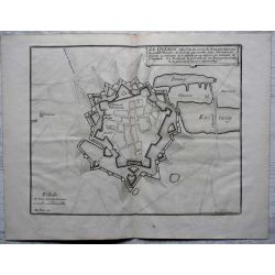 1694 LE QUESNOY, ville forte, Hainaut, carte-ancienne-antiquarian-map-landkarte-kupferstich-n-de-fer