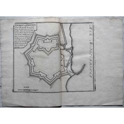 1693 carte geographique ancienne, antiquarian map, Livorne, Ligourne,ville et port fortifie  N. de Fer.