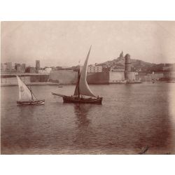 Marseille, vintage albumen print, old photo, tirage argentique albuminé, 1880/90, ND phot, l'avant port 