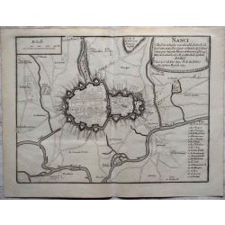 1693-Nanci, Nancy-landkarte kupferstich carte-ancienne-antiquarian-map-n-de-fer
