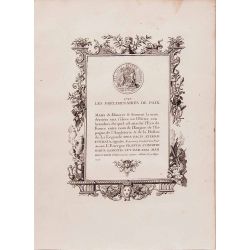 Numismatique, gravure authentique, les preliminaires de paix 1727