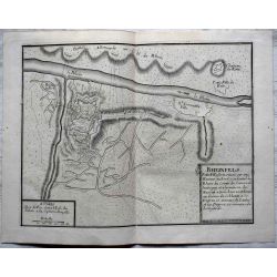 1694 Rheinfels, Allemagne, carte-ancienne-antiquarian-map  landkarte kupferstich-n-de-fer 