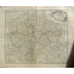 1805 VAUGONDY, ROYAUME DE BOHEME, Boehmen, carte-ancienne-colorée, antiquarian-map-landkarte-kupferstich.