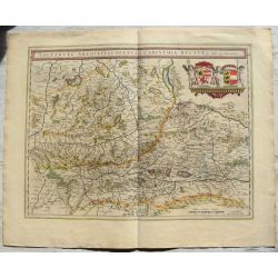 BLAEU, L'ARCHEVESCHE DE SALTZBOURG, Salzburg, carte-ancienne-colorée, antiquarian-map-landkarte-kupferstich. 