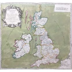 1750, Sanson, Vaugondy, Britannicae Insulae, Angleterre, Pays de Galles, Écosse, Irlande dans l'Antiquité, England, Wales, Scotland, Ireland in antiqity, carte ancienne, antiquarian map.
