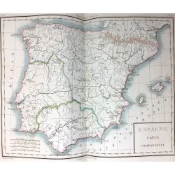 1806, Tardieu, Espagne et Portugal / Spain, Péninsule Ibérique,  carte ancienne, antiquarian map.
