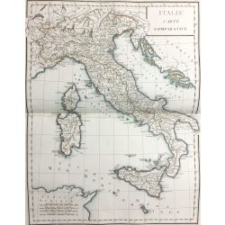 1806, Tardieu, Italie, Italy, Corse, carte comparative, carte ancienne, antiquarian map.