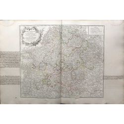 1752 Vaugondy carte ancienne, antiquarian map,landkarte, kupferstich,  cercle-de-Franconie, Wurtzbourg, Ramberg, Aichstet, Culmbach, Anspach, Henneberg, Hohenlohe, Verthelm, Reineck, Erlach .
