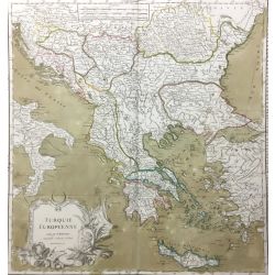 1755 Vaugondy, Turquie, Grèce, Roumanie, Crète, Turkey, Greece, Romania, Crete, carte ancienne, antiquarian map.