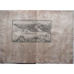 1695, Carte ancienne, antiquarian Map, Vue de Constantinople,Bosphore, N. de Fer 