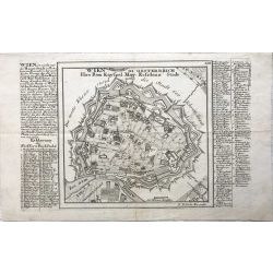 VIENNE Wien in Oesterreich Carte Map  Ihro Röm Kayserl: May: Residenz Stadt 1726